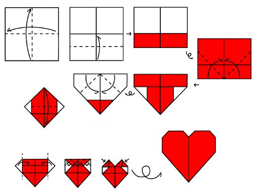 Hvordan lage origami hjerte?