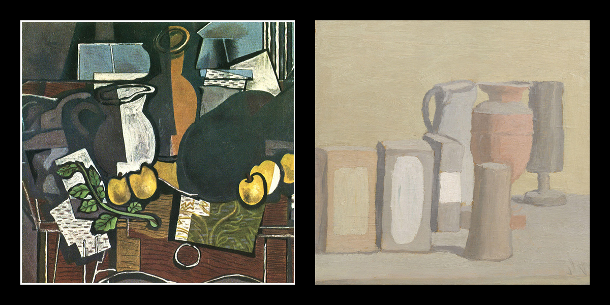 Georges Braque og Giorgio Morandi: fragmenter av arbeid.